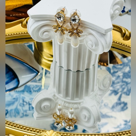 🆕 OSCAR DE LA RENTA 🧿 NWOT Bow Earrings With Pearls - Picture 13 of 16